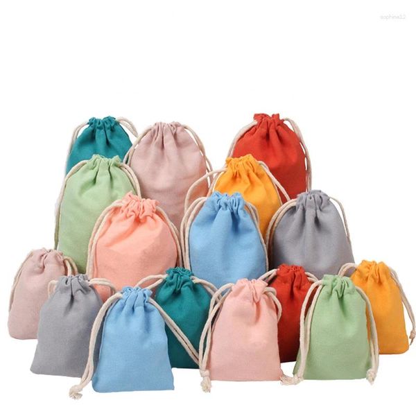 Pedra de 50pcs/lote sacos de cordão de algodão bolsa de armazenamento de tecido para bolsa Candy Candy Wrapping reutilizável