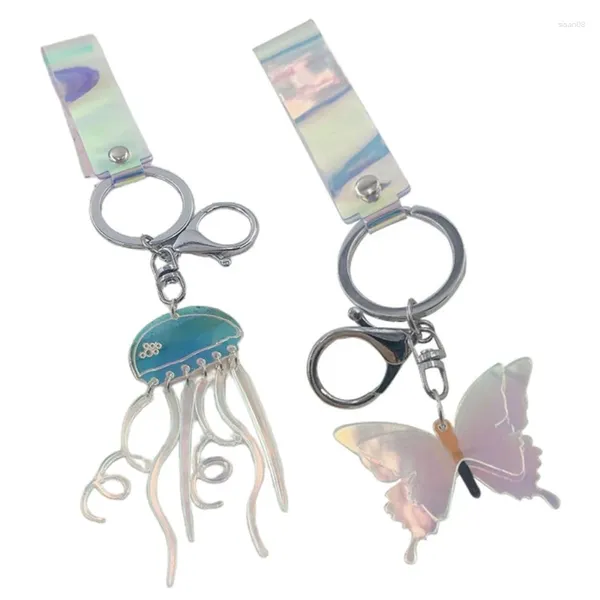 Chaves de keychas de chaves de borboleta material acrílico medalhas de chaves de decoração de chaves de decoração para mulheres e meninas