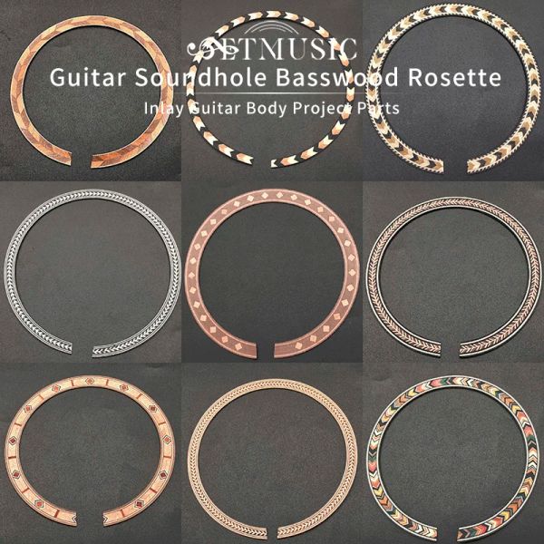 PEGS 10pcs Guitarra acustica Soundhole Sapele Basswood Rosette Inlay Guitar Body Project Parti 11 Tipo