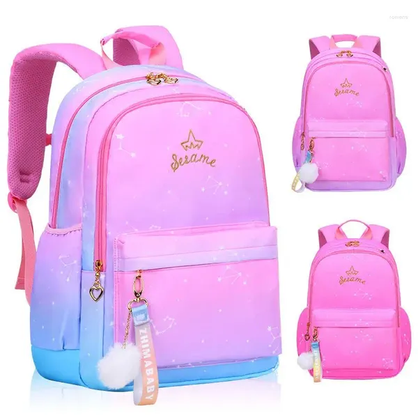 Bolsas escolares saco de escola primária garotinha infantil e impermeável bookbag for women backpack princesa aluno bagpack kid de 3 a 6 anos gradiente colorido saco