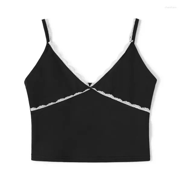 Tank da donna WPNAKS DONNE DONNE SLINE CAMISOLE CROP TOTTI SIMMENT SIMMA COLORE COLORE SPAGHETTI STRO SPEDI