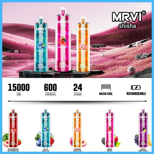 Аутентичный DTL Vapes MRVI 15000 Puffs Одноразовые вейп местный склад E Zigarette Sigaretta Elettronica кальян Shisha Puff 15k ручка