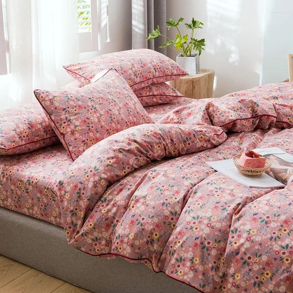 Set di biancheria da letto set di fiori kawaii design moderno colorato per ragazze camere da letto colchone de cama abito a quattro pezzi bd50cj