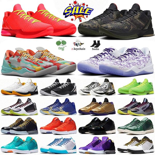 2024 PROTRO 6 BEACH VENEZIONE 8 MAMBA 5 SCARPE DI BASKEBLE GRINCH GRINCH CAMO CORTE PURPLE MAMBACITA EYBL PENSA SNEAKER MAMBAS PINK SPORTS 36-46