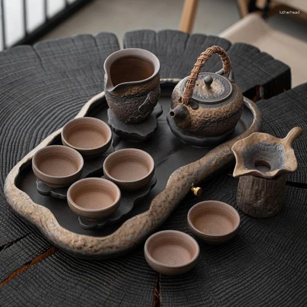 TeAware Setleri Vintage Gaiwan Seyahat Çay Seti Pot Aksesuarları Kupalar Infuser Bubble Ketimsi Servis Yapıcısı Taza Mate Sofra Takımları YX50TS