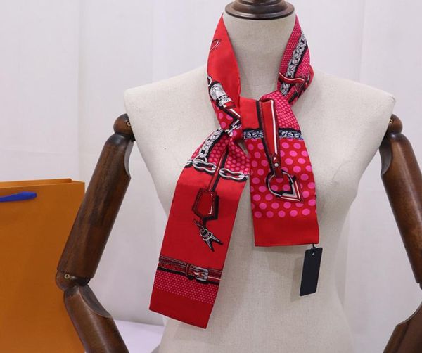 2021 neue Highend Woman Fashion Designs gebundene Tasche Schal Ladies Dünndes Bogenband Kopftuch Seidenschals Wrap 4212255