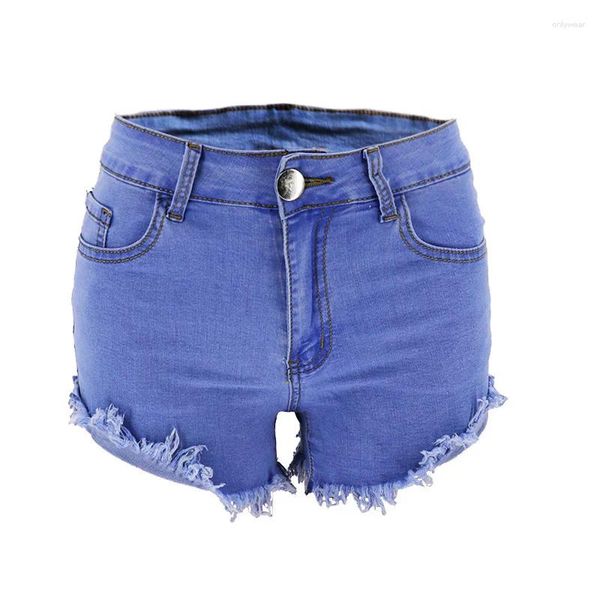 Damen Jeans Jeans Denim Shorts für Frauen 2024 Sommer Mode High Taille Rand Solid Color Casual Casual Casual