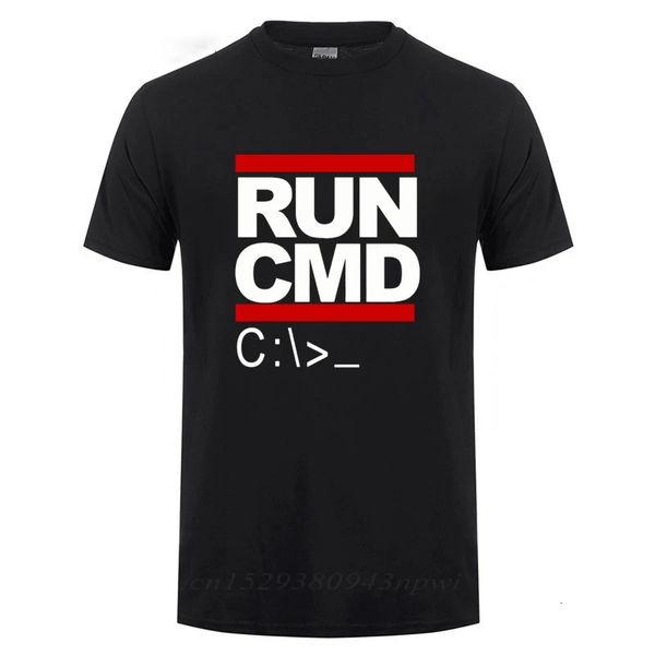 Run cmd bilgisayar programcısı tshirts komik doğum günü hediyesi erkek erkek arkadaşı yaz kısa kollu pamuk tişört 240415