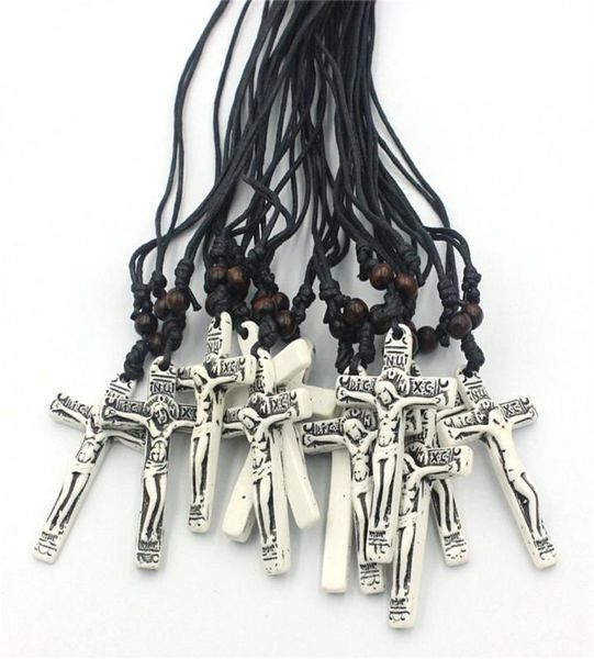Gioielli all'ingrosso 12 pezzi/lotto imitazione yak osso intagliato jesus pendants collane Amulet xl1255974988