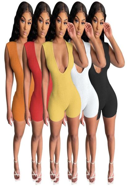 2021 Sommer sexy Frauen Jumpsuits Rompers One -Stück Shorts Elegant Fashion Vneck Bodyconsinny Jumpsuit Pullover bequemer Club1541179