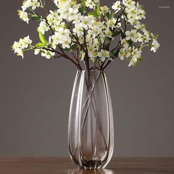 Vasen hohe große nordische Glas Vase Blume Ästhetische Hydroponik -Pflanze Design Modernes transparentes Floreros Luxury Home Decor WK50 PS