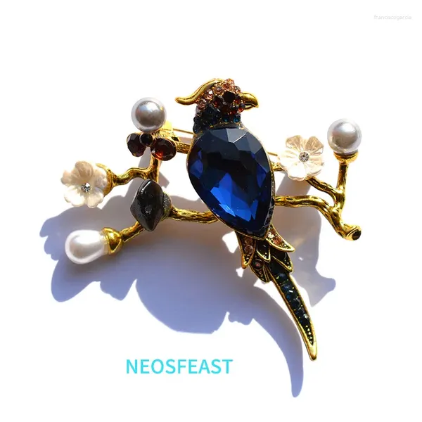 Broches Birds vintage Cristal para mulheres Corsage de stromestone Retro Pearl Pin Ladies Party Gifts Acessório Classic Jewelry