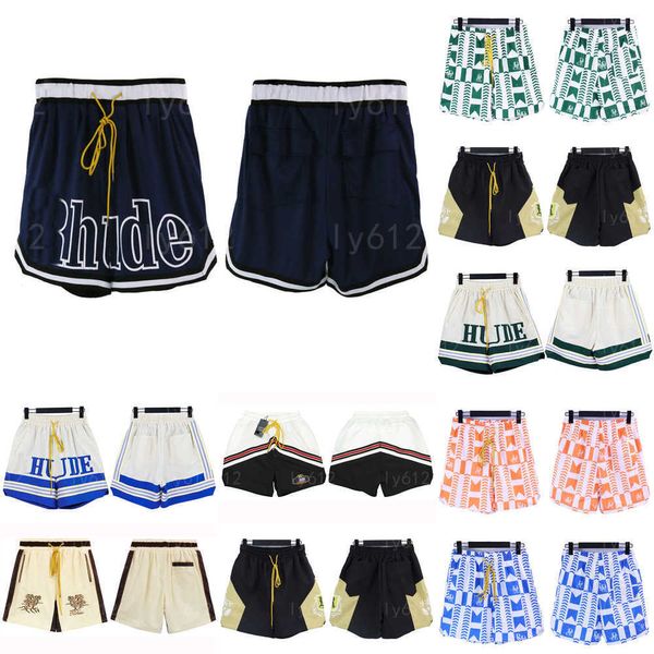 Rhude Shorts Mens Designer Shorts Impresso a Casual Combinação Casual Combinação Baggy High Street Hipster Five Cent Calça de natação de praia Men de basquete curto para o verão