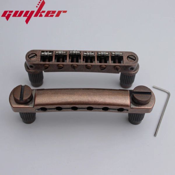 Guitar Cuitar Stop Bar Tailpiece con ancore +Tune O Matic Roller Sellate per chitarra per chitarra Colore in bronzo per LP SG Guitars