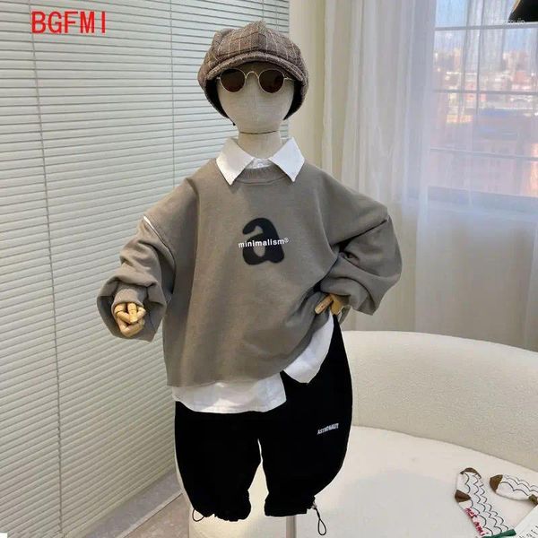 Kleidung Sets Kinder -Set -Cotton Tracksuit Jungen Brief Sweatshirt Weiße Hemdhose 3 -teilige Outfits Kinder Kleidung Pant Frühling Herbst