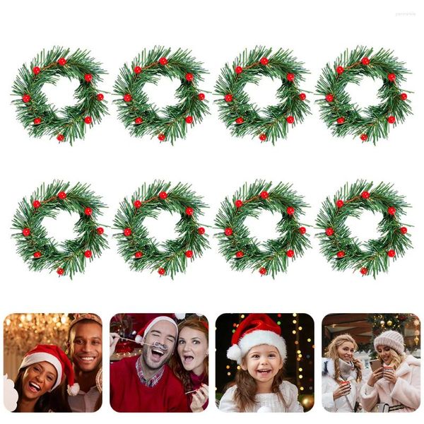 Titulares de vela Wreathchristmas Berry anéis grinaldas pequenas guirlandas vermelhas pilares advent tourscenterpieces