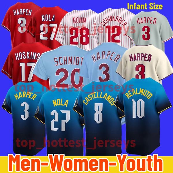 Blue City Connect Bryce Harpe Trea Turner Baseball Jersey Alvarado Castellanos Marsh Nelson Realmuto Soto Schwarber Suarez Zack Wheeler Baby Size 4xl