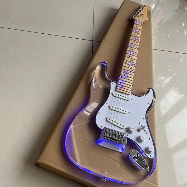 Guitar Classic St Electric Guitar, acrílico, escultura esculpida em luminosa, nível de desempenho profissional, entrega gratuita para casa.