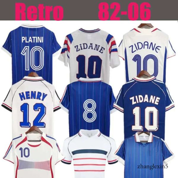 1998 retro futbol formaları 1982 84 86 88 90 96 98 00 02 04 06 Zidane Henry Maillot de Ayak Rezeguet Futbol Gömlek Fransız Kulübü Klasik Vintage Jersey Sweatshi 35