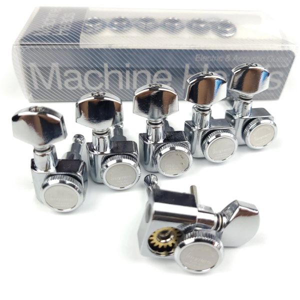 Cavi 1 set 6 in linea senza viti bloccanti per chitarra elettrica teste di hine sintonizzatori di blocco String Tuning PEGS Chrome sier