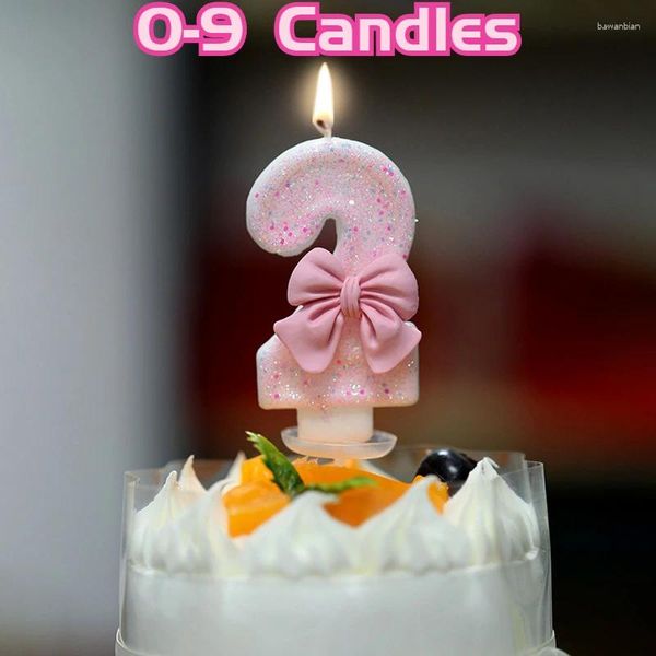 FORNITÀ DEL PARTY Digita Candele Decorazioni per torta Numero 0 Topper di buon compleanno con arco glitter rosa per la sedicesima celebrazione della ragazza