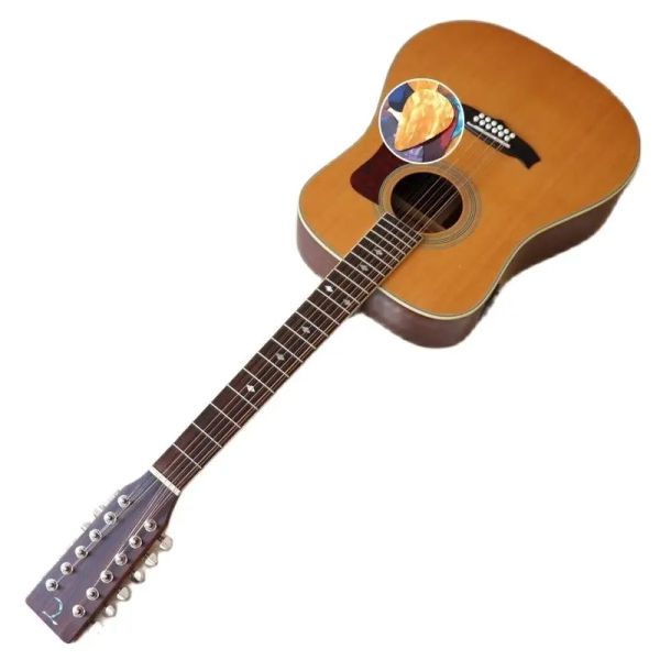 Gitar Full Mutt Ahşap 48mm Üst Somun 41 inç 12 Dizeler Akustik Gitar Tam Boyut Tasarım Halk Gitar EQ TUNER FONKSİYONU Yüksek Sınıf