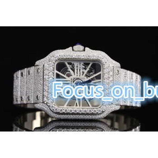 Luxos com a marca Moissanite Watch Aço inoxidável Iced Out Hip Hop Watch for Unisex Watch Watch By Indian Exportadores