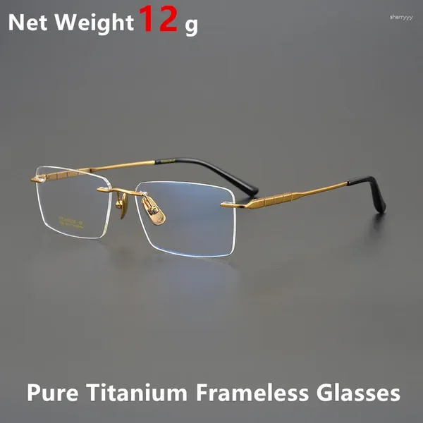 Солнцезащитные очки рамы чистые титановые деловые очки квадратные очки без оправы