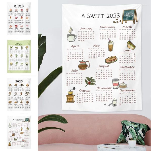 Wandteppiche 2024 INS Wandkalender Wandteppich Kawaii Hängende Stoff kreative Hintergrund Home Decor Po Requisiten