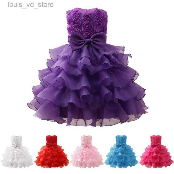 Vestidos de menina meninas Meninas Princesa Flor Festa de luxo Vestidos formais para casamento de aniversário Tutu Dresses crianças elegantes vestidos fofos por 4-10 anos T240415