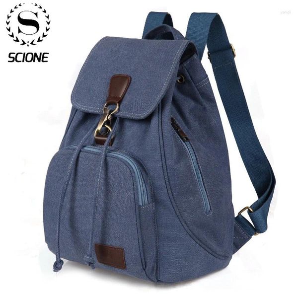 Backpack Scione Outdoor Canvas Öğrenci Schoolbags Büyük Kapasiteli Sırt Çantası Sıradan İş Dizüstü Paketi K483