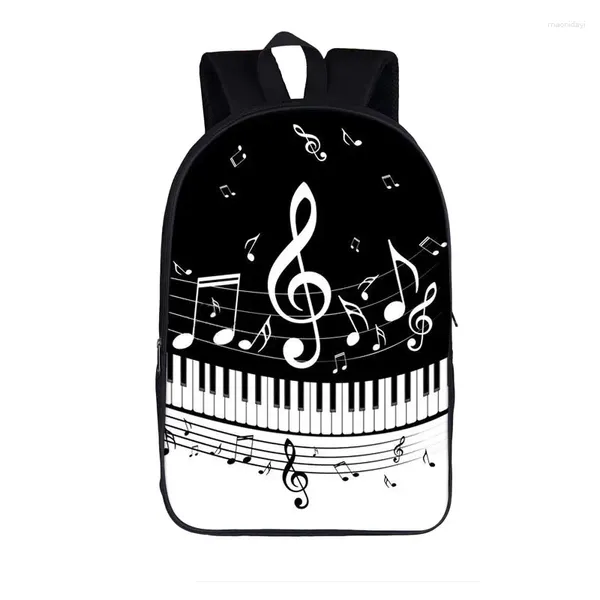 Borse da scuola Piano / Guitar Music Bckack Packpack Women Men Travel Borse Children for Teenager Boy Girl Kid Book Bag