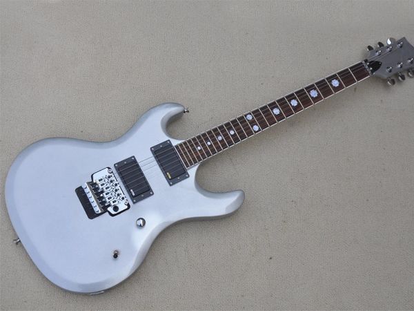 Chitarra argento elettrico chitarra con tremolo bar 24 tastiera rosewood personalizzabile