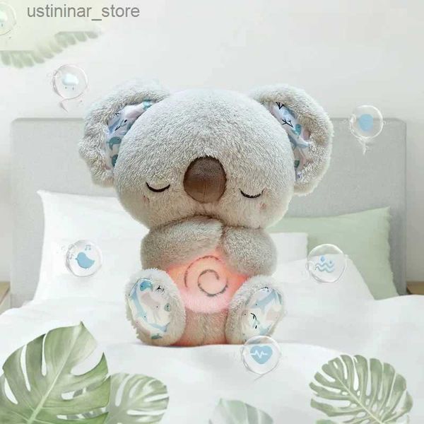 Gefüllte Plüschtiere atmen Koala Baby Schlaf und Spielkameraden Koala Musical ausgestopftes Plüschspielzeug mit leichten Sound Neugeborene Sensory bequeme Babygeschenke L47