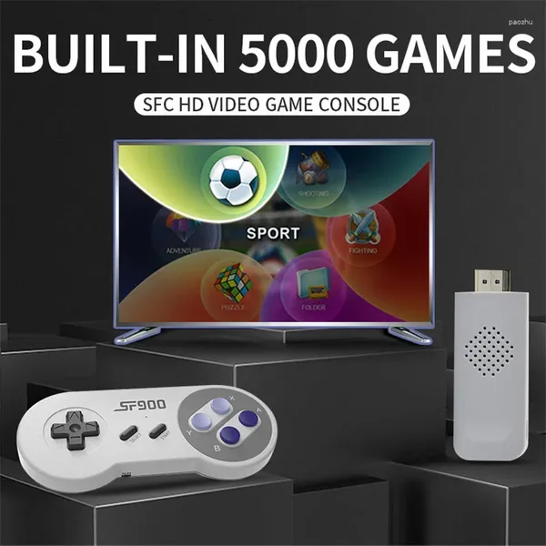 Игровые контроллеры SF900 Консольная консоль высокой четкости Home SFC TV Двух петель беспроводной портативный игрок 10000 ребенок