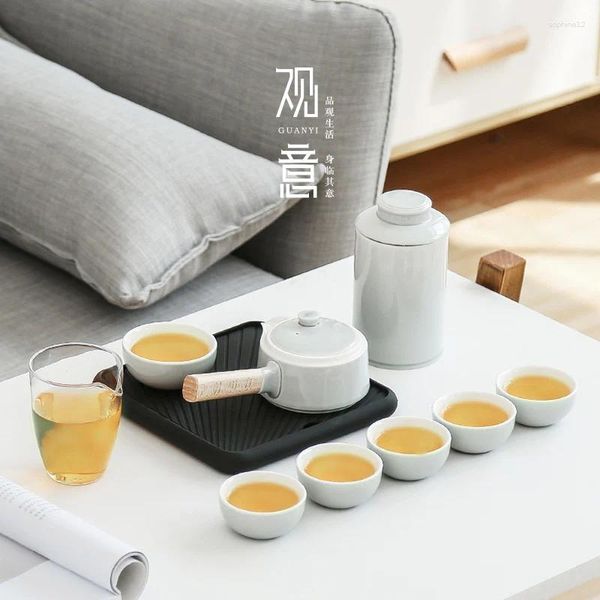 Conjuntos de chá para chá branco Conjunto de chá de porcelana Charmos de porcelana Tule de cerâmica e Cup Presente Portátil Tetera Porcelana BG50TS