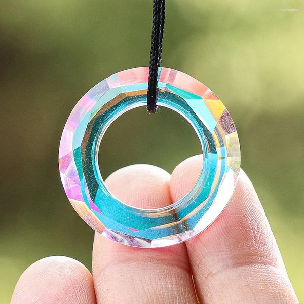 Lampadario cristallo da 30 mm AB color anello circolare Suncatcher per decorazioni di finestre PRISM Accessori per gioielli fai -da -te