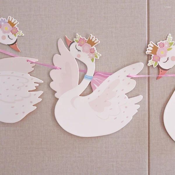 Decorazione per feste 1pc Creative Swan Banner Birthday Decorations for Girl Wedding Baby Shower Cartoon