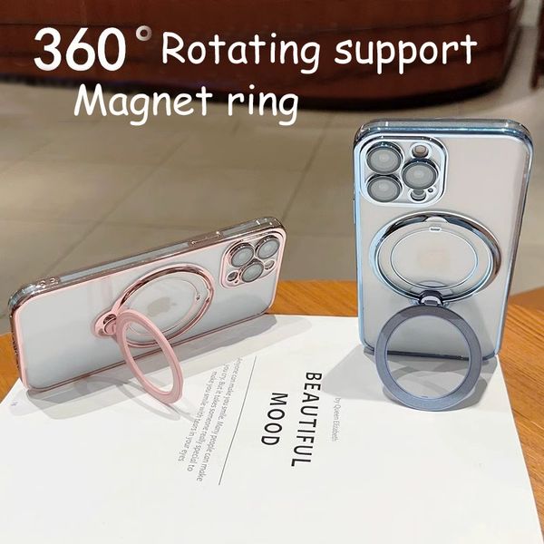 Para iPhone 6 7 8 x xr xs 11 12 13 14 Pro Max Caixa de telefone 360 ﾰ Porta de suporte Magnet Magsafe Cobra sem fio Tampa macia à prova de choque