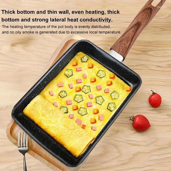 Pfannen Rechteck Tamago Pfanne kleines Eibraten quadratische japanische Yaki -Frühstück flach ohne Stick Omelett mit abnehmbarem Griff