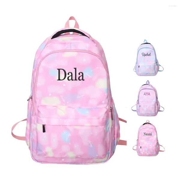 Backpack benutzerdefinierte Name Frauen Fashion Casual Printing Student Sticked großer Kapazität Computerbeutel Schulbag