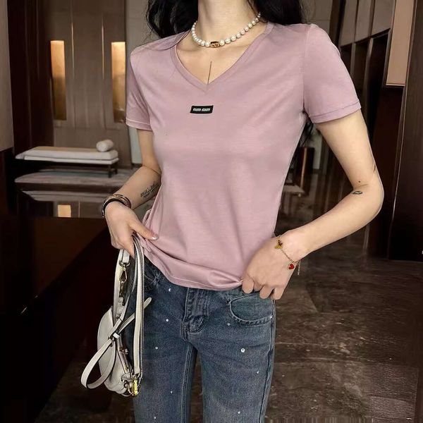 Tasarımcı Mm Home 24ss Yeni Temiz Temiz V Yastık Kısa Kişeli T-Shirt İnce Fit Çok yönlü Moda