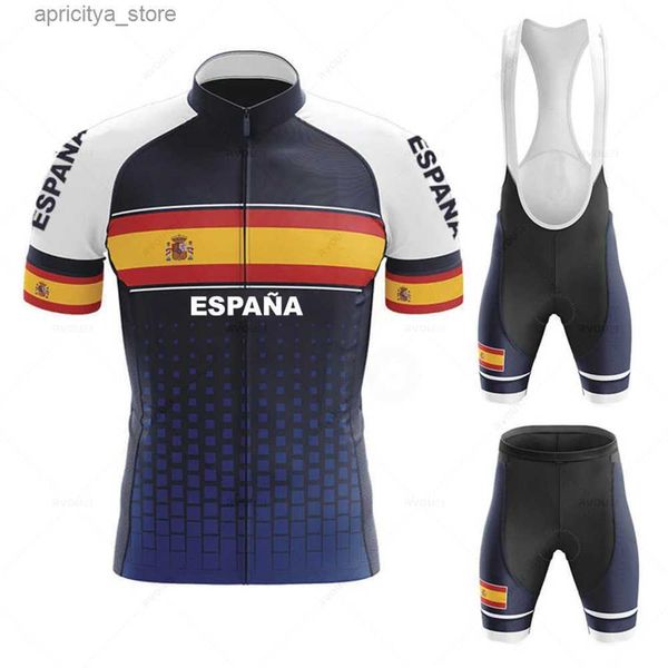 Jersey de ciclismo Define a nova equipe de 2023 Team Mens Summer Spain Cycling Jersey Set Racing Racing Sport Mtb Bicyc Ciclismo Roupas Mallot Ciclismo Hombre L48