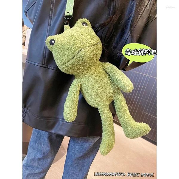 Umhängetaschen 2024 Mädchentasche süße Cartasche Handtasche Frauen Frosch Plüsch Doll Crossbody Koreanisch