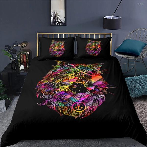 Bettwäsche -Sets 3D Bohemian Bettdecke Set Quilt Comforthere Deckungen Kissen Shams Full Twin Double Einzelgröße Design Schwarz