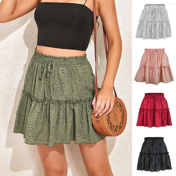 Saias de verão Sexy feminino Slimmation Large Short Short Skirt Fashion Priped Polka Dot Skir