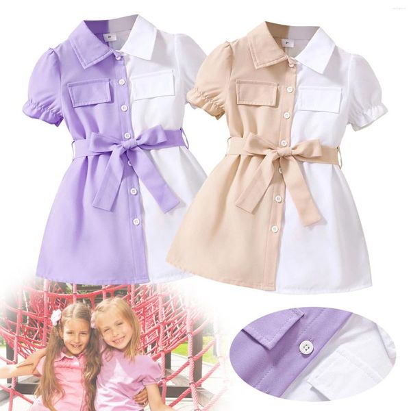 Mädchenkleider Kindermädchen Kleid Fashion Summer Kurzarmfarbe Farbkindkleidung Herbst Outfits für