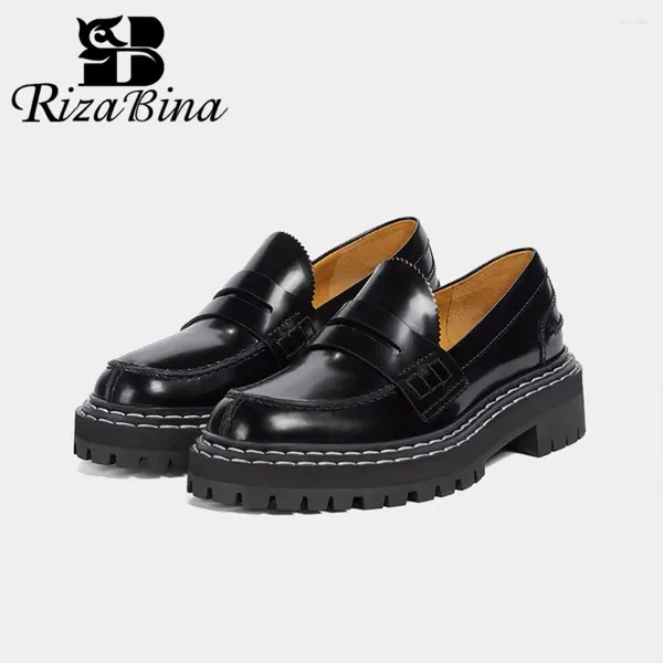 Повседневная обувь Rizabina Fashion Platform Loafers Женщины настоящие кожа