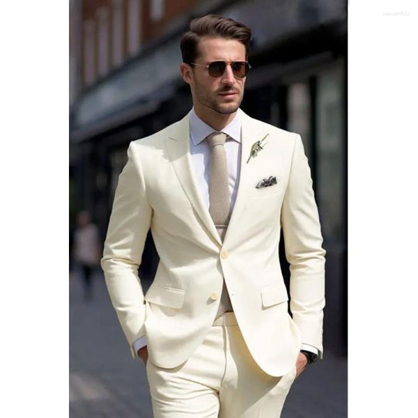 Herrenanzüge 2 Button Yellow Slim Fit Luxury Männer Hochzeit 2024 Elegante Bräutigam -Outfits Set formelle zweiteilige Jacke Hose Blazer Terno