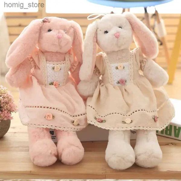 Bambole peluche creative bambole di coniglio divertenti 38 cm da 48 cm Soft Bunny Rabbite giocattoli peluche che indossa un bel vestito per bambini regalo di compleanno di ragazze y240415